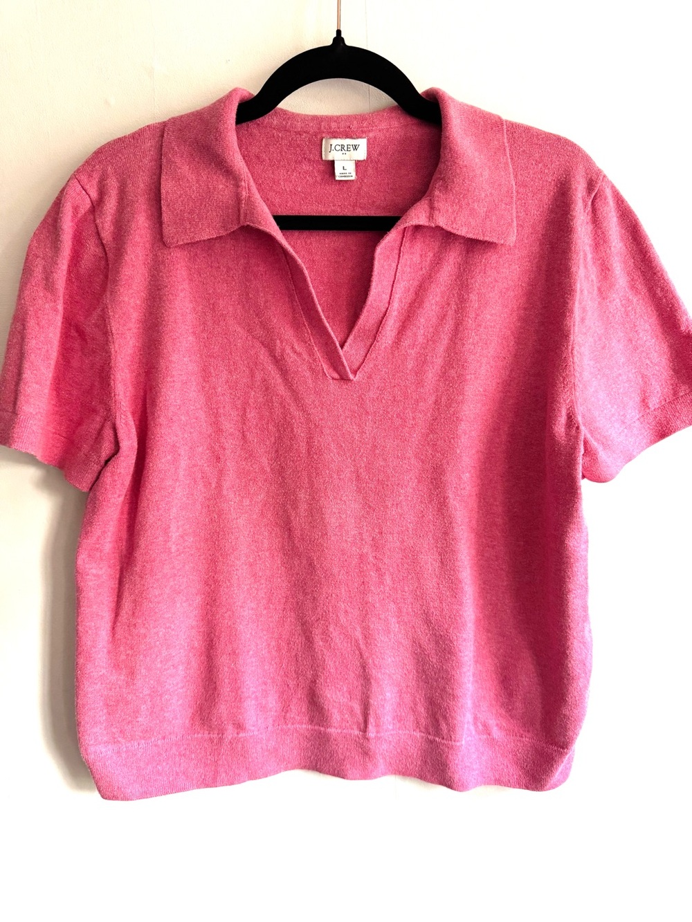 J. Crew Pink Short-Sleeve Polo Knit Top